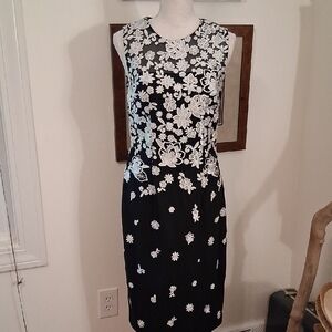 White House Black Market Black and White Floral Midi Dress
